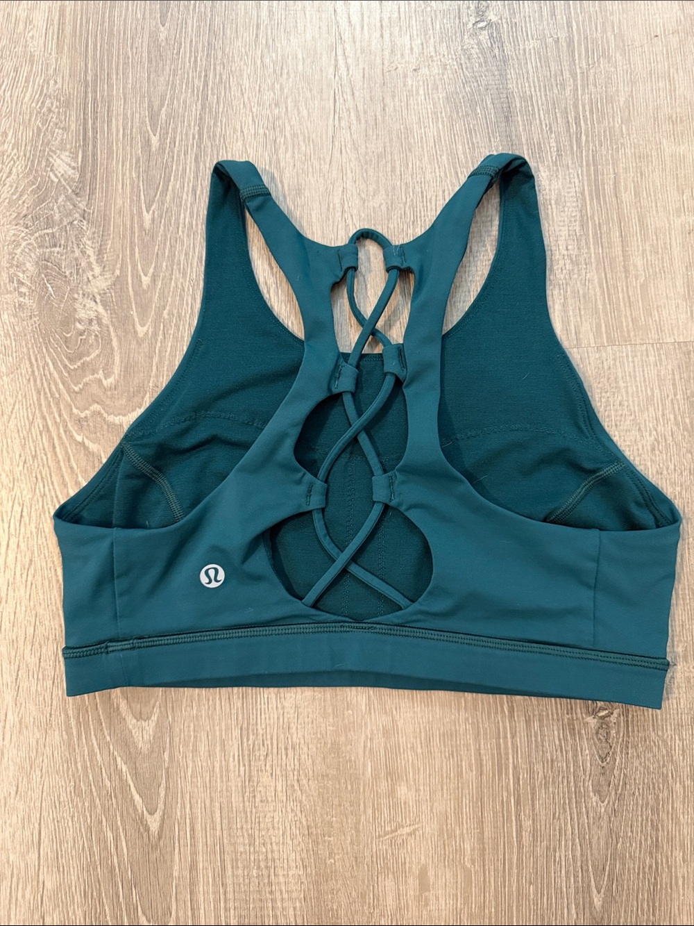 Lululemon Sz 6 Tied To It Open Lace-Up Back Deep Teal High-Neck Yoga Sports Bra - Picture 3 of 6